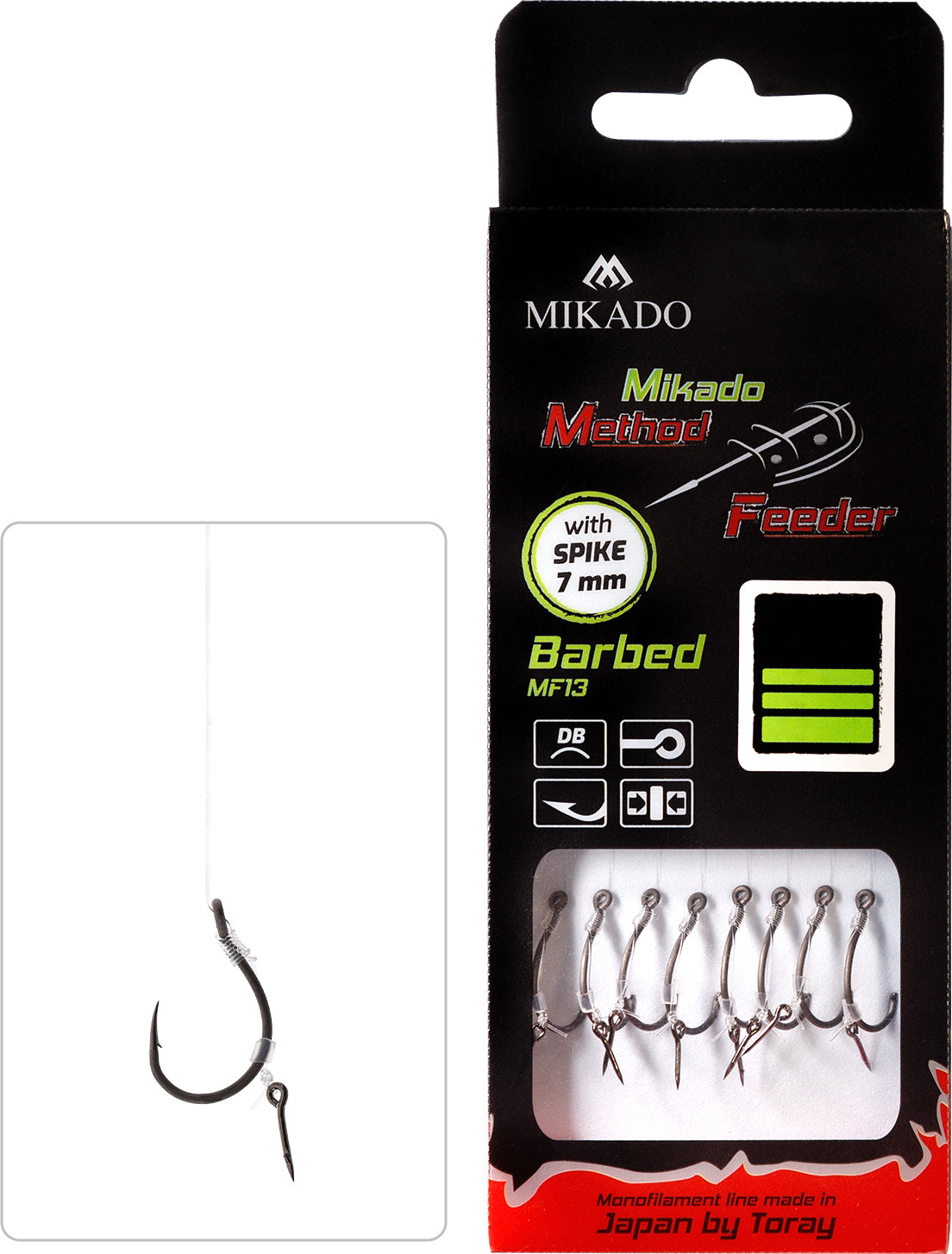 Mikado Methode Feeder Rig - Mit Nadel - Haken Mit Widerhaken Grösse 6 / Schnur: 0.28mm/10cm - 8 Stk.