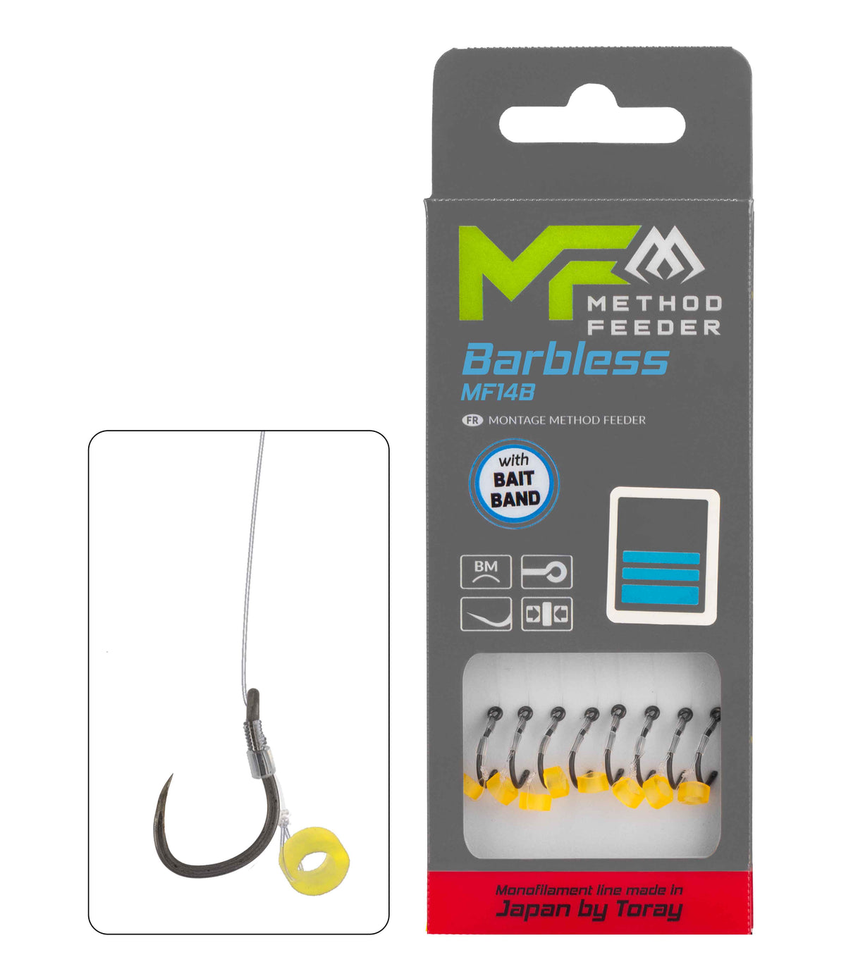 Mikado Leader Mf - MF14 Mit Gummi - Haken Ohne Widerhaken 10 / SCHNUR: 0.20mm/10cm - 8 Stk.