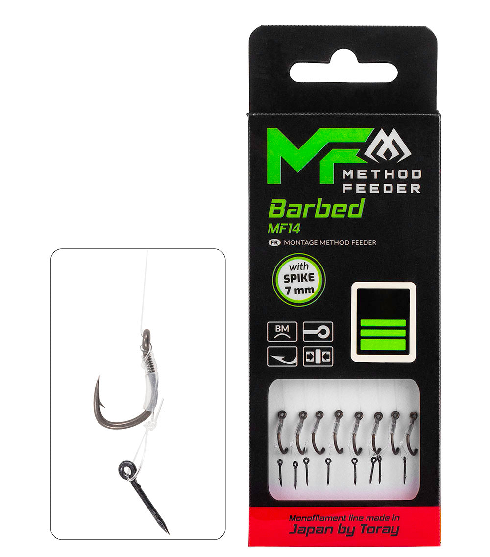 Mikado Leader Mf - MF14 Mit Nadel - Haken Mit Widerhaken Grösse  4 / SCHNUR: 0.28mm/10cm - 8 Stk.