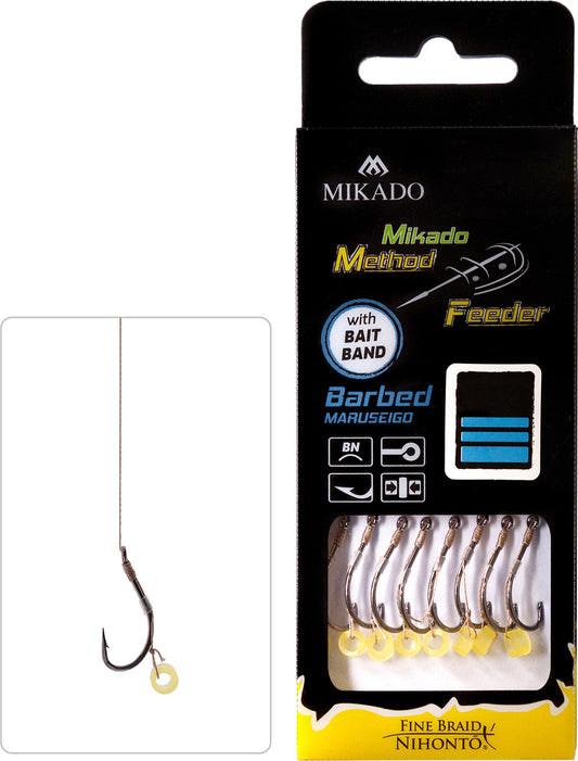 Mikado Methode Feeder Rig - Mit Gummi - Haken Mit Widerhaken Grösse 4 / Geflochtene Schnüre: 0.16mm/10cm - 8 Stk.