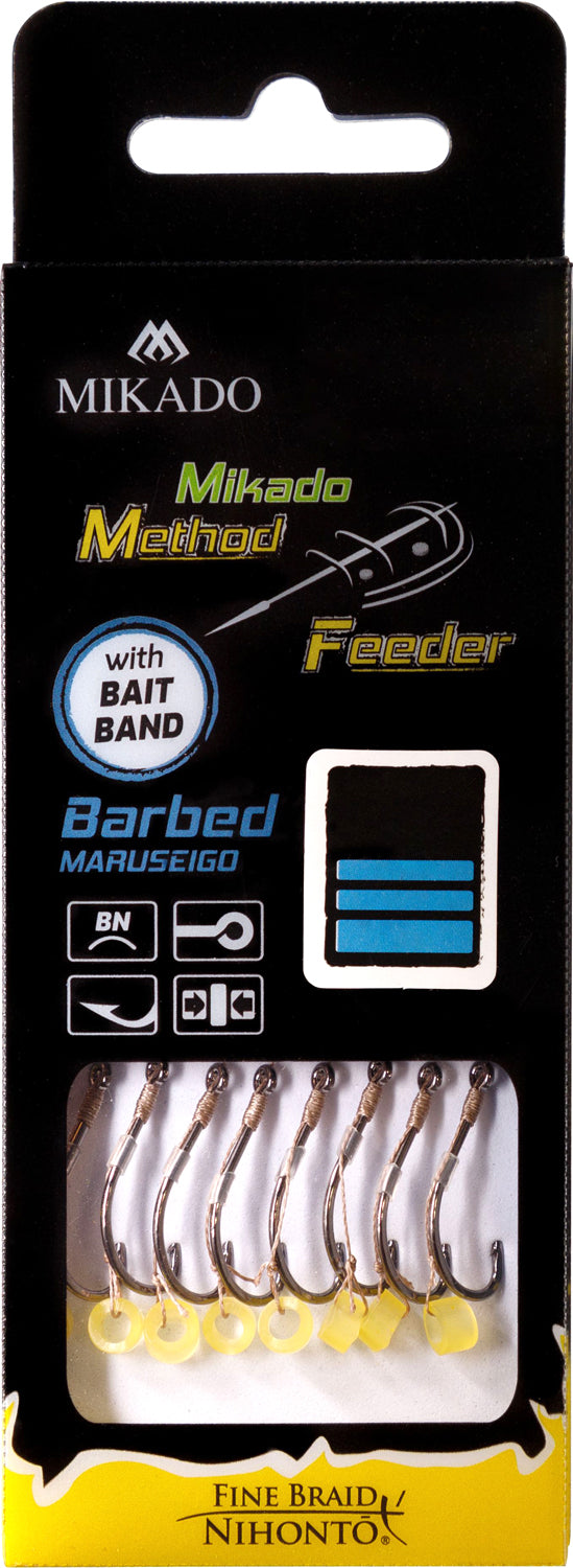 Mikado Methode Feeder Rig - Mit Gummi - Haken Mit Widerhaken Grösse 4 / Geflochtene Schnüre: 0.16mm/10cm - 8 Stk.