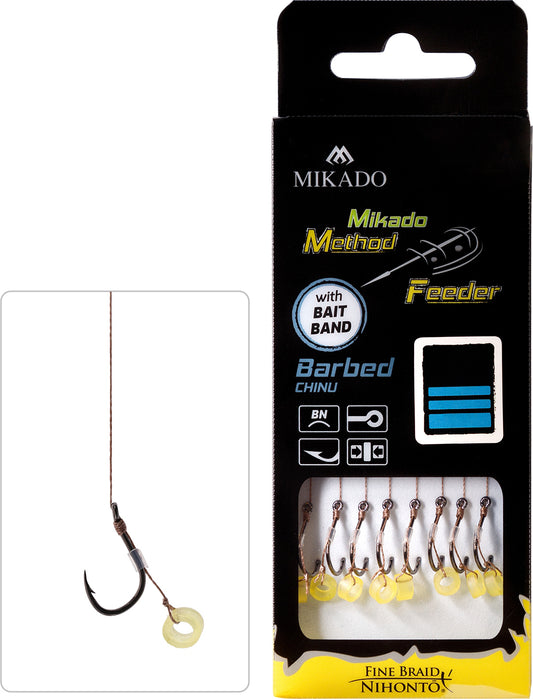Mikado Methode Feeder Rig - Mit Gummi - Haken Mit Widerhaken Grösse 6 / Geflochtene Schnüre: 0.16mm/10cm - 8 Stk.