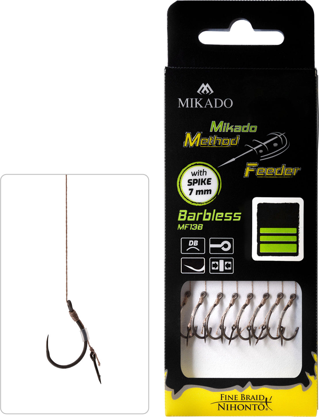 Mikado Methode Feeder Rig - Mit Nadel Haken Ohne Widerhaken 8 / Geflochtene Schnüre 0.14mm/10cm - 8 Stk.