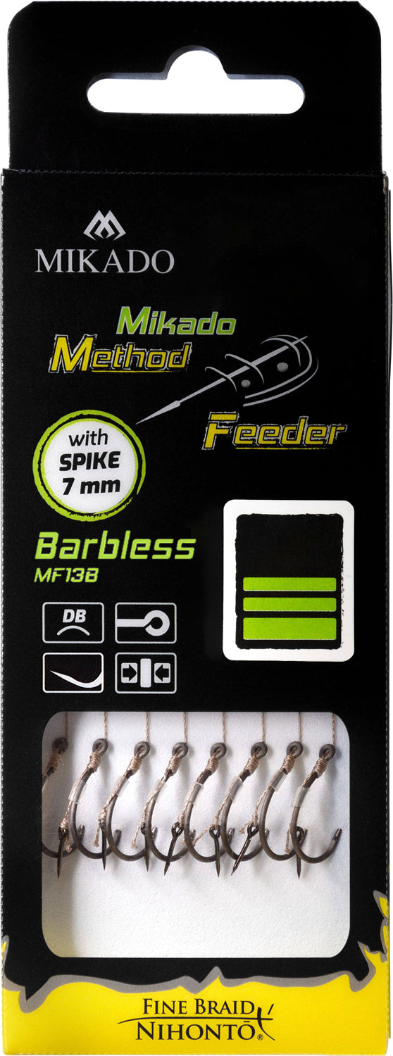 Mikado Methode Feeder Rig - Mit Nadel Haken Ohne Widerhaken 12 / Geflochtene Schnüre 0.12mm/10cm - 8 Stk.