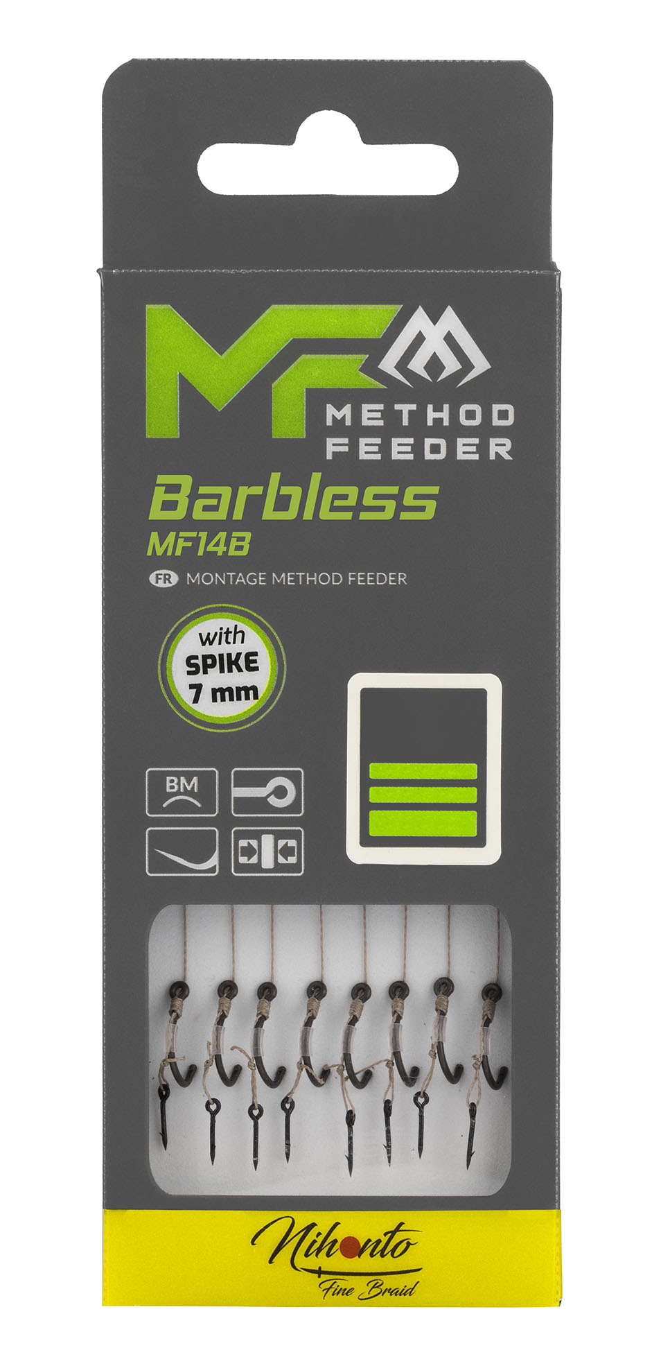 Mikado Leader Mf - MF14 Mit Nadel - Haken Ohne Widerhaken 10 / Geflochtene SCHNÜRE: 0.12mm/10cm - 8 Stk.