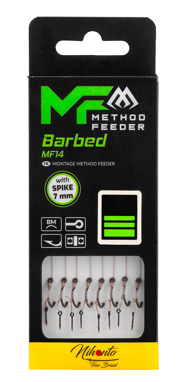 Mikado Leader Mf - MF14 Mit Nadel - Haken Mit Widerhaken Grösse  4 / Geflochtene SCHNÜRE: 0.18mm/10cm - 8 Stk.