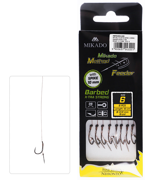 Mikado Mf Rig - Mit Nadel - Haken Mit Widerhaken Grösse 8 Db / Geflochtene Schnüre: 0.12mm/10cm - 8 Stk.