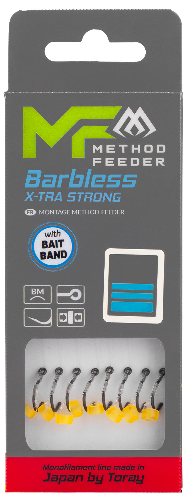 Mikado Method-Feeder-Vorfach - X-Tra Strong Mit Köderband - Haken Ohne Widerhaken NR. 8 / Monofil 0.23mm/10cm - 8 Stk.
