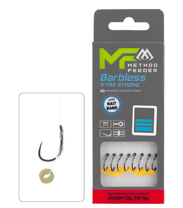 Mikado Method-Feeder-Vorfach - X-Tra Strong Mit Köderband - Haken Ohne Widerhaken NR. 10 / Monofil 0.23mm/10cm - 8 Stk.