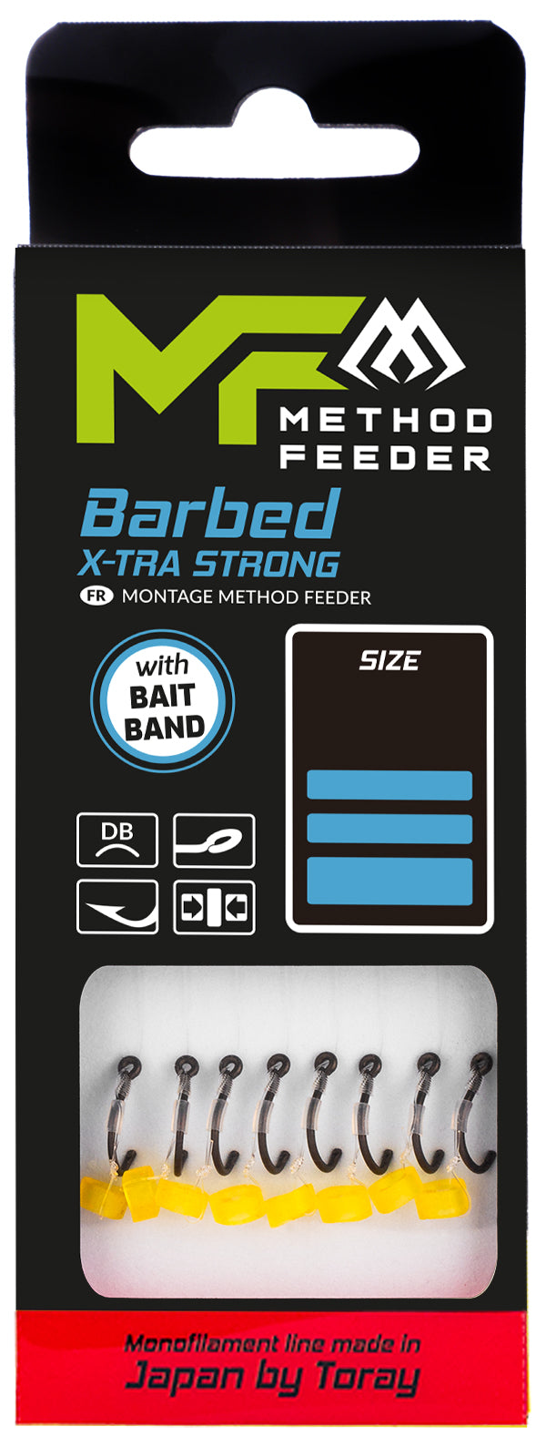 Mikado Method-Feeder-Vorfach - X-Tra Strong Mit Köderband - Haken Mit Widerhaken NR. 10 / Monofil 0.23mm/10cm - 8 Stk.