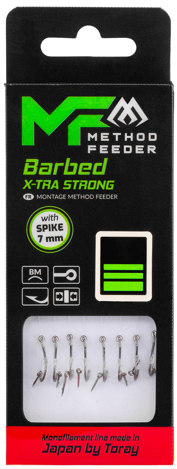 Mikado Method-Feeder-Vorfach - X-Tra Strong Mit Köderspike - Haken Mit Widerhaken NR. 14 / Monofil 0.20mm/10cm - 8 Stk.