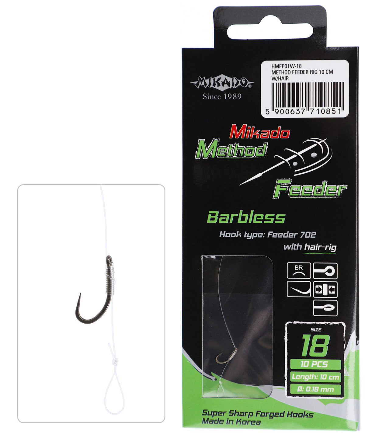Mikado Methode Feeder Rig - Mit Haar - Haken Ohne Widerhaken 16 / Schnur: 0.20mm/10cm - 8 Stk.