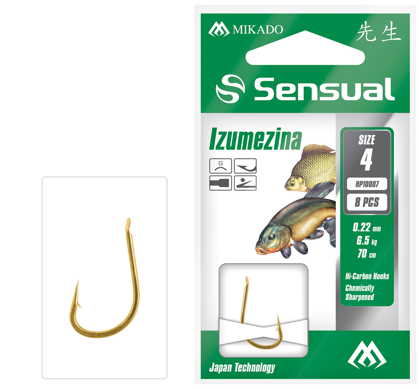 Mikado Gebundene Haken - Sensual - Izumezina No 10 G / Schnur: 0.18mm/70cm - 8 Stk.