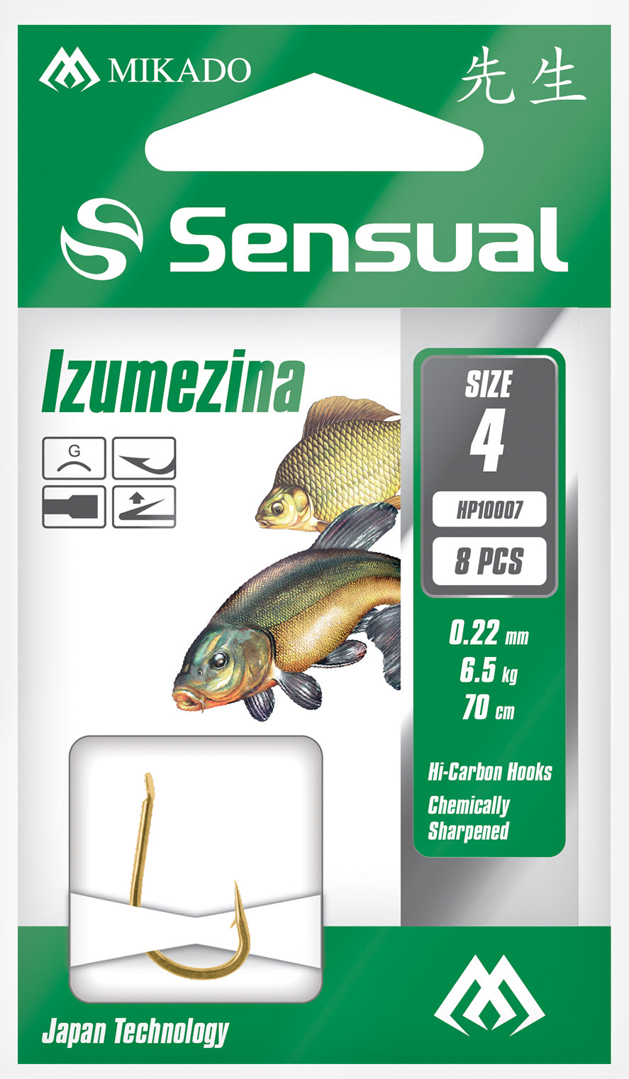 Mikado Gebundene Haken - Sensual - Izumezina No 4 G / Schnur: 0.22mm/70cm - 8 Stk.