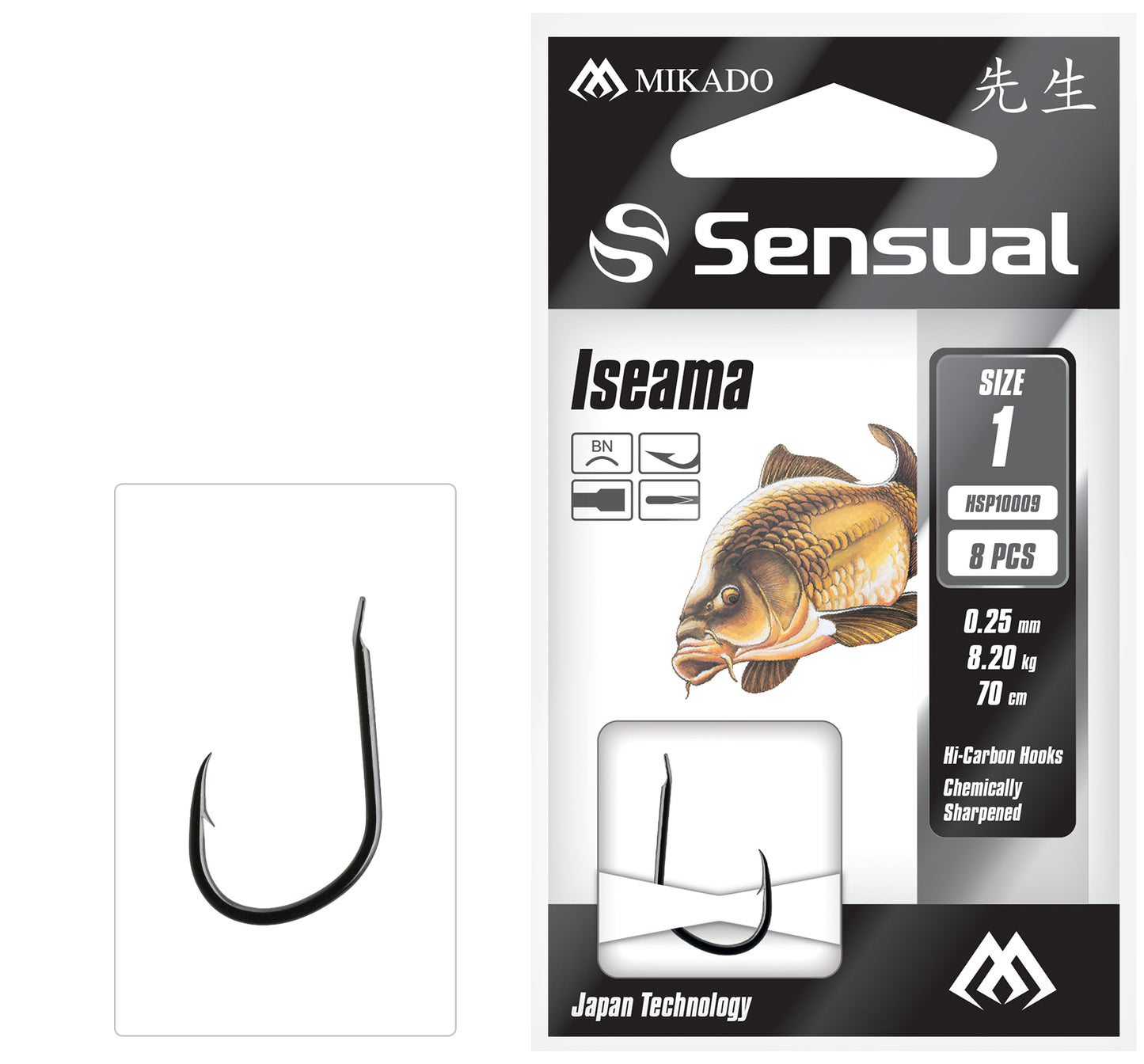 Mikado Gebundene Haken - Sensual - Iseama No 4 Bn / Schnur: 0.22mm/70cm - 8 Stk.