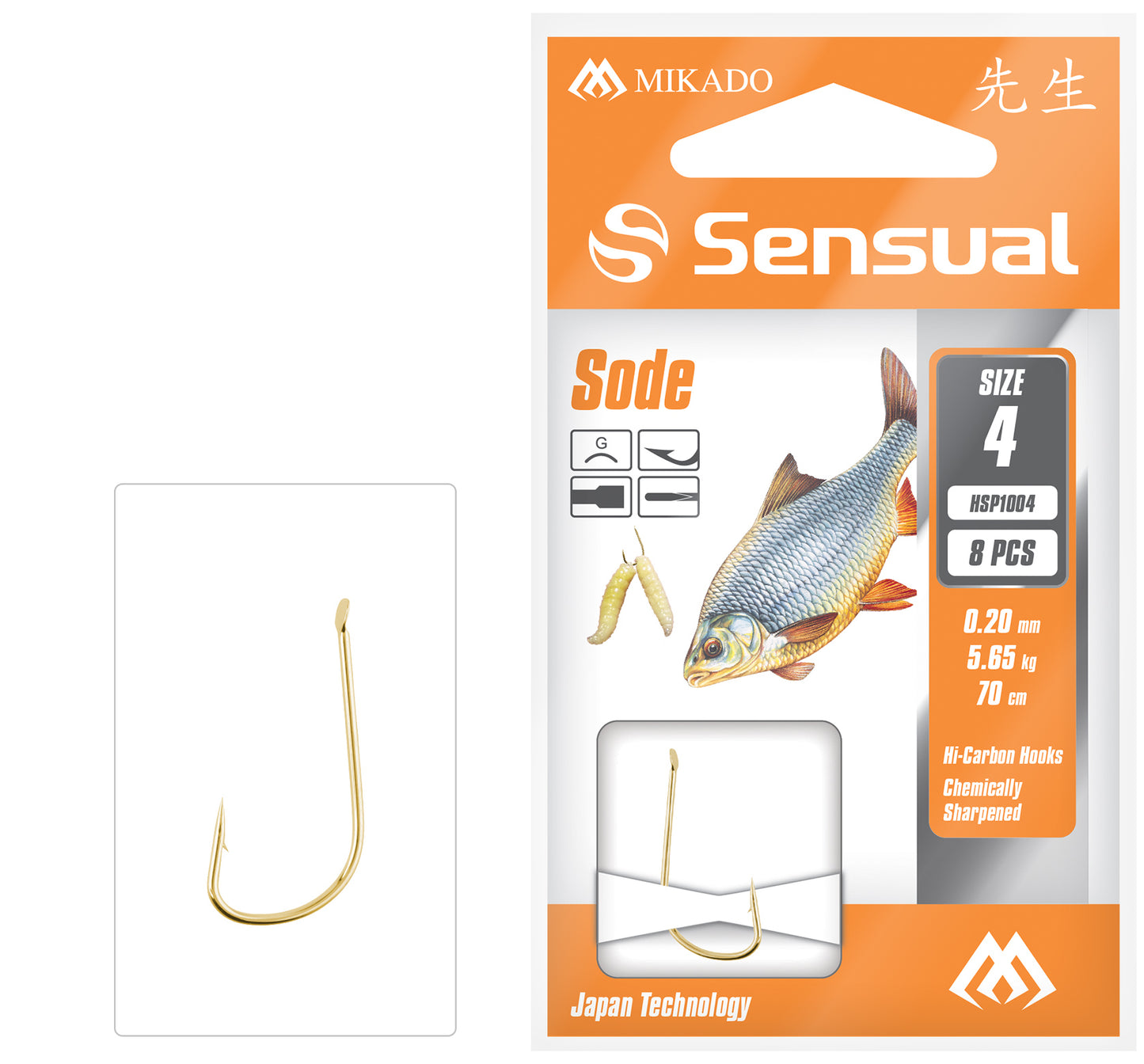 Mikado Gebundene Haken - Sensual - Sode No 14 G / Schnur: 0.12mm/70cm - 8 Stk.