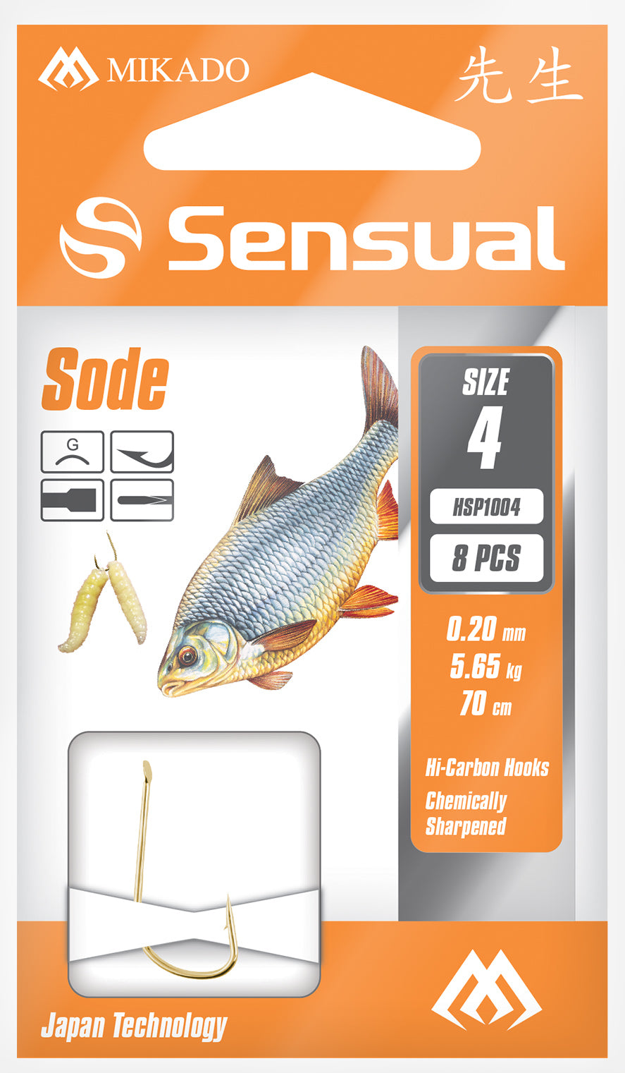 Mikado Gebundene Haken - Sensual - Sode No 12 G / Schnur: 0.12mm/70cm - 8 Stk.