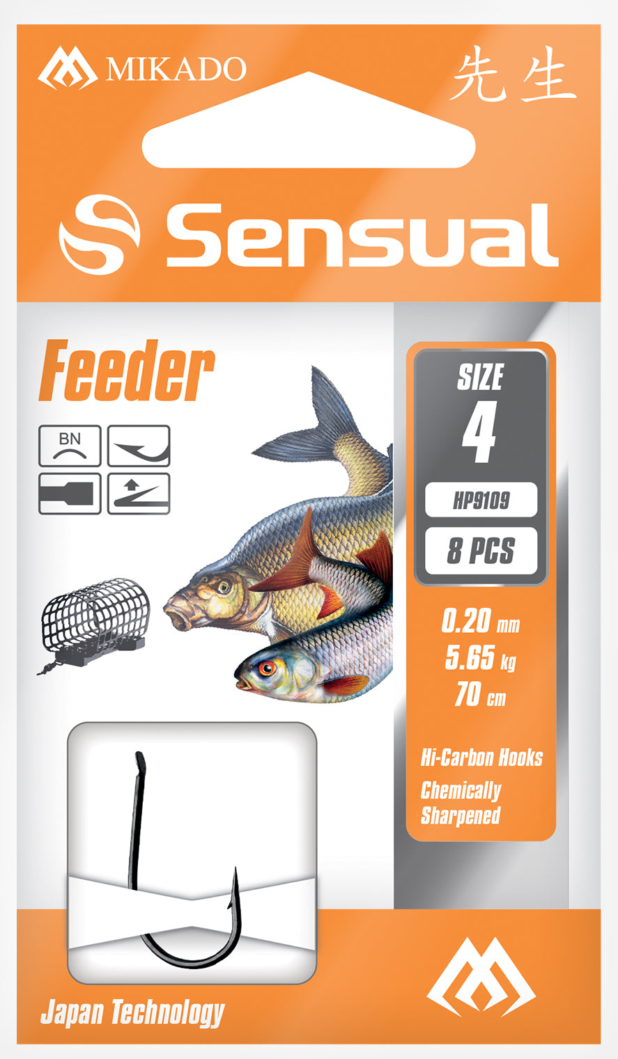Mikado Gebundene Haken - Sensual - Feeder 9109 No 4 Bn / Schnur: 0.20mm/70cm - 8 Stk.