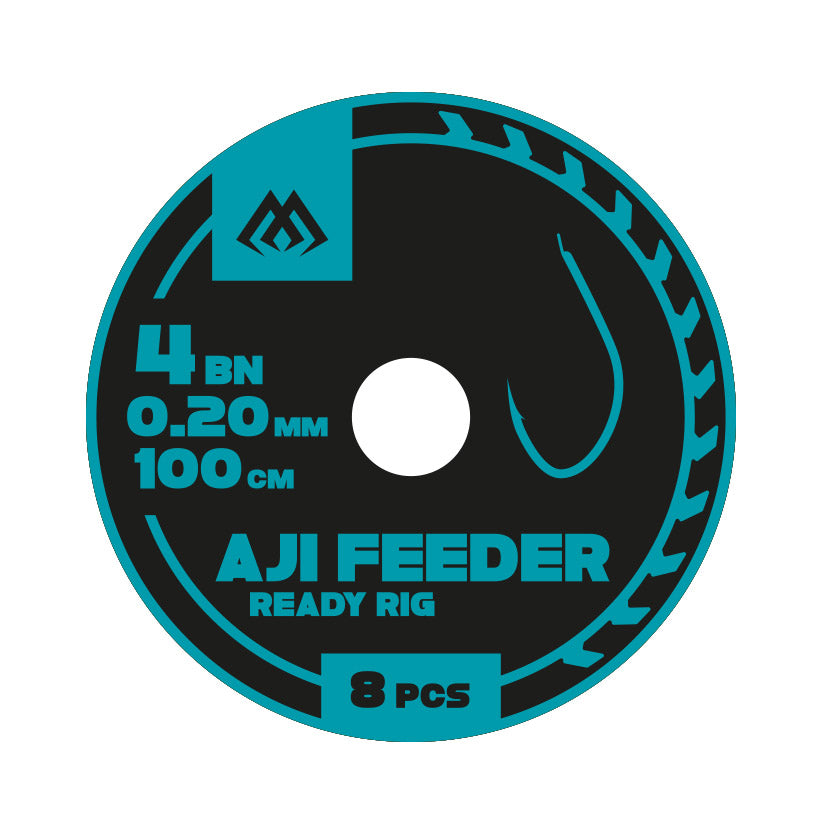 Mikado Ready Rigs - Aji Feeder Nr 6 Bn / Monofile Schnur: 0.18mm/100cm - 8 pcs.