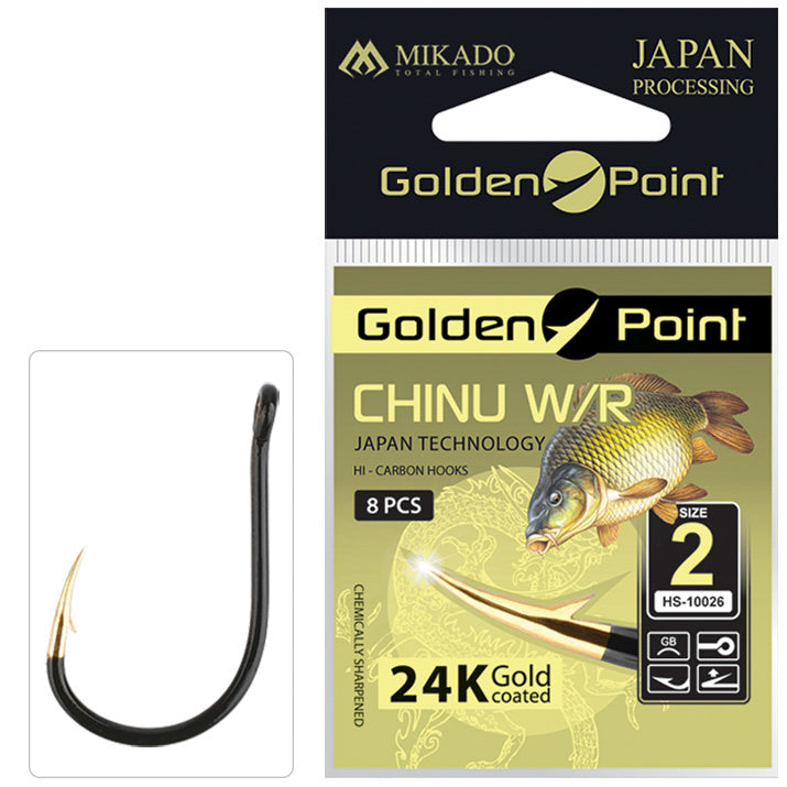 Mikado Haken - Golden Point - Chinu W/R NR. 2 Gb - 8 Stk.