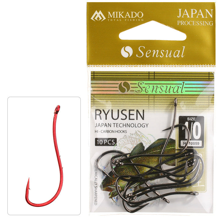 Mikado Haken - Sensual - Ryusen W/RING NR. 8 Red - 10 Stk.