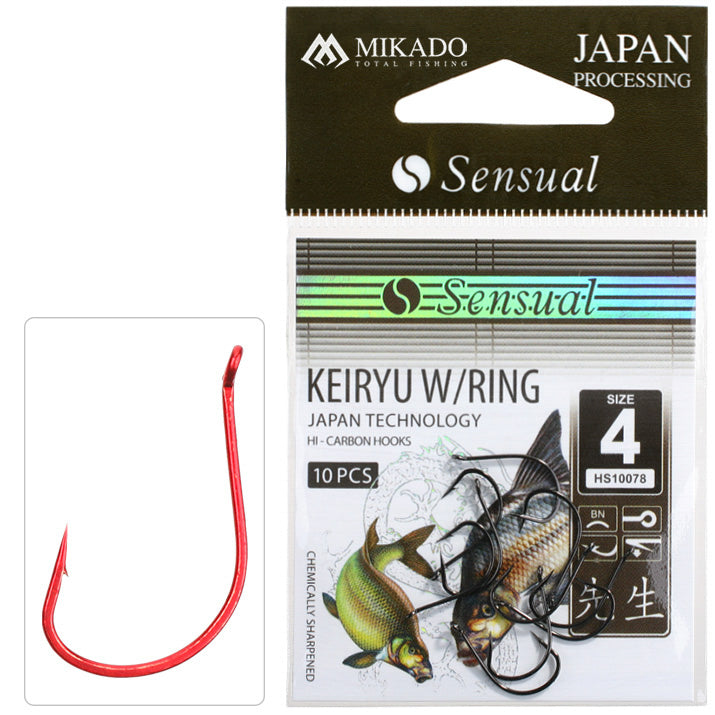 Mikado Haken - Sensual - Keiryu W/RING NR. 12 Red - 10 Stk.