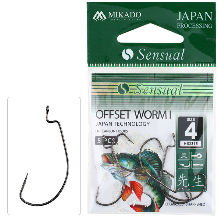 Mikado Haken - Sensual - Offset Worm I NR. 3/0 Bn - 5 Stk.