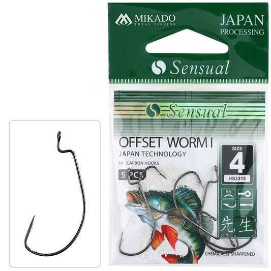 Mikado Haken - Sensual - Offset Worm I NR. 3/0 Bn - 5 Stk.