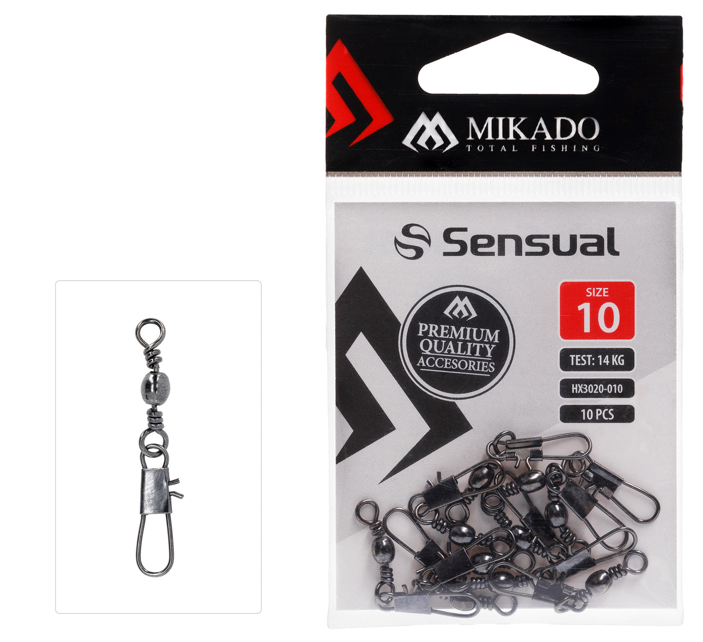 Mikado Tönnchenwirbel - Mit Safety Snap NR. 10 Bn - 10 Stk.