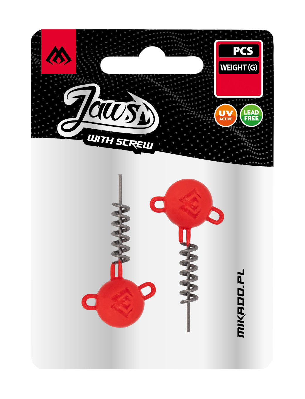 Mikado Jig Head - Jaws Mit Schraube - Uv-Orange 15g - 2 Stk.