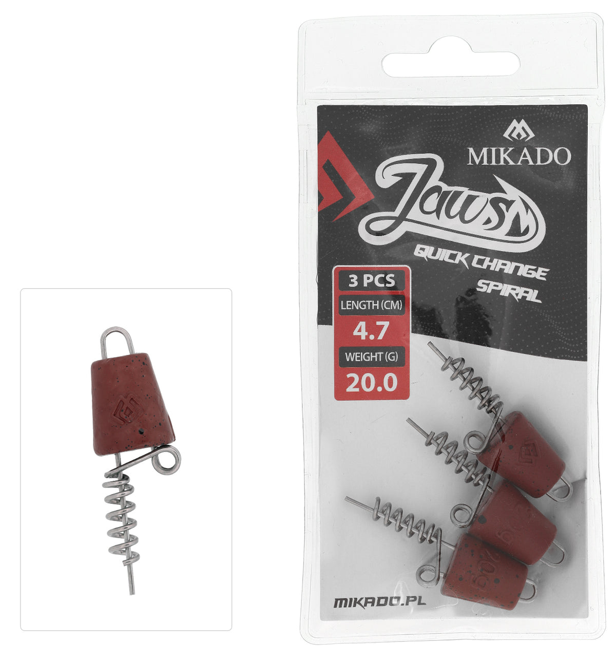 Mikado Schraube - Für Köder - Jaws Quick Change Spiral - 20gr - 4.7cm - 3 Stk.