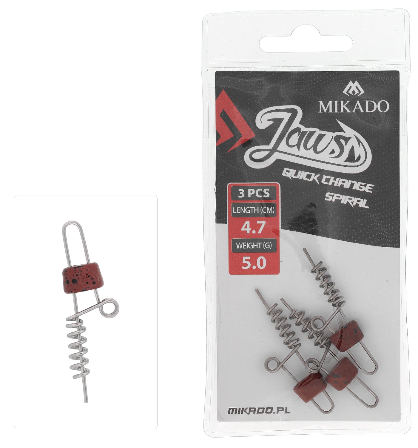 Mikado Schraube - Für Köder - Jaws Quick Change Spiral - 5gr - 4.7cm - 3 Stk.