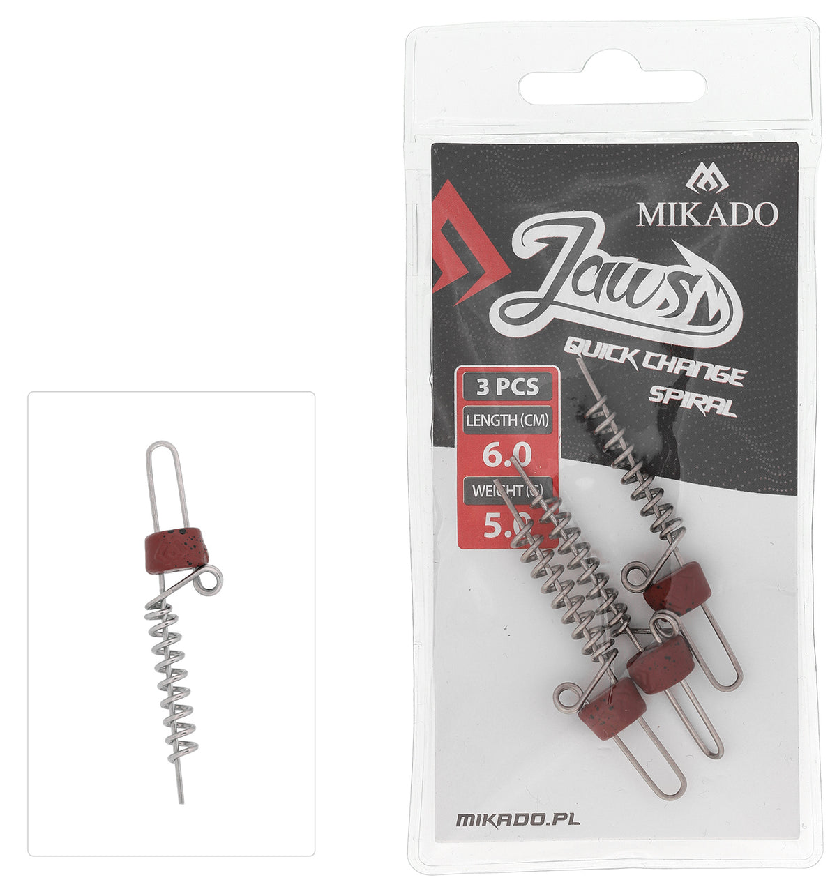 Mikado Schraube - Für Köder - Jaws Quick Change Spiral - 5gr - 6cm - 3 Stk.