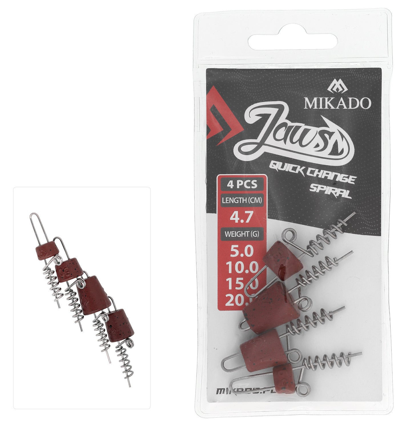 Mikado Schraube - Für Köder - Jaws Quick Change Spiral - Mix - 4.7cm - 4 Stk.