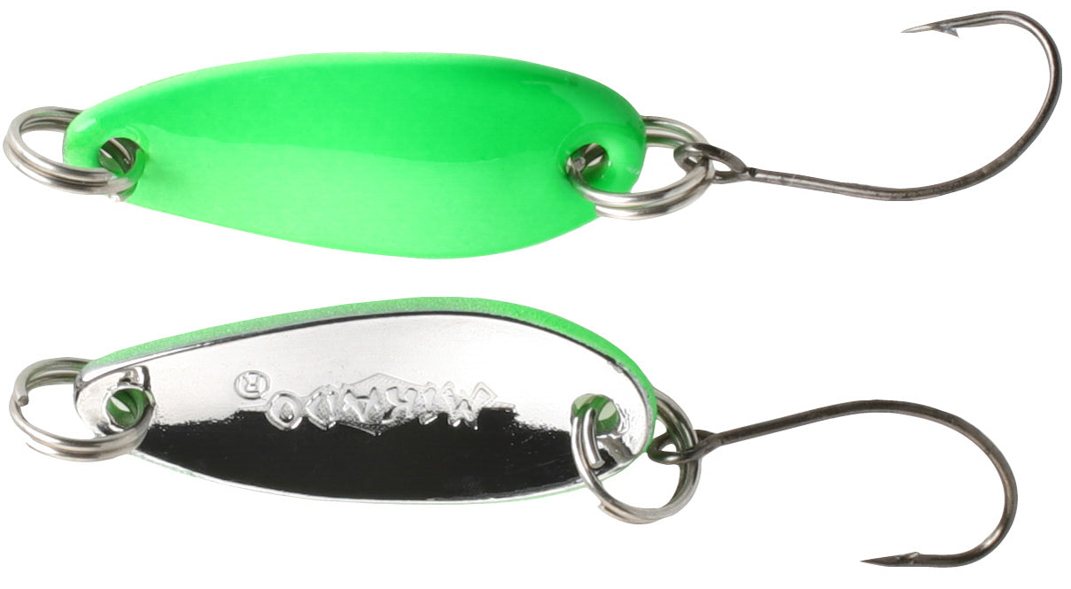 Mikado Blinker - Mini Spoon 2.4cm/2.5g - Fluo Grün Und Silber - 1 Stk.