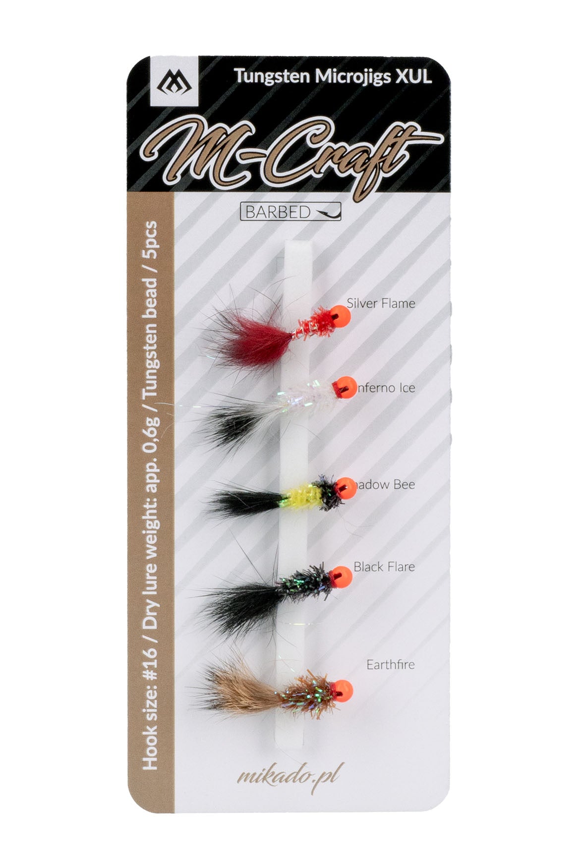 Mikado Set - M-Craft Tungsten Microjigs - Xul / #16 / 0.6g - Barbed - 1 set.