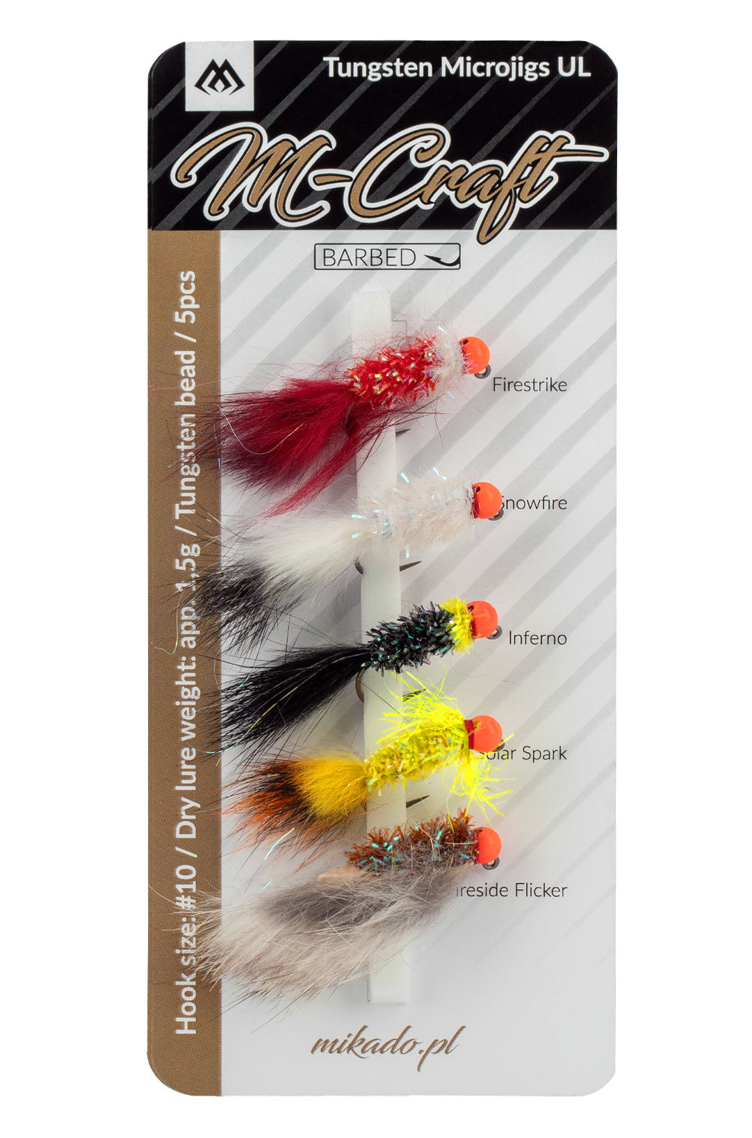 Mikado Set - M-Craft Tungsten Microjigs - Ul / #10 / 1.5g - Barbed - 1 set.