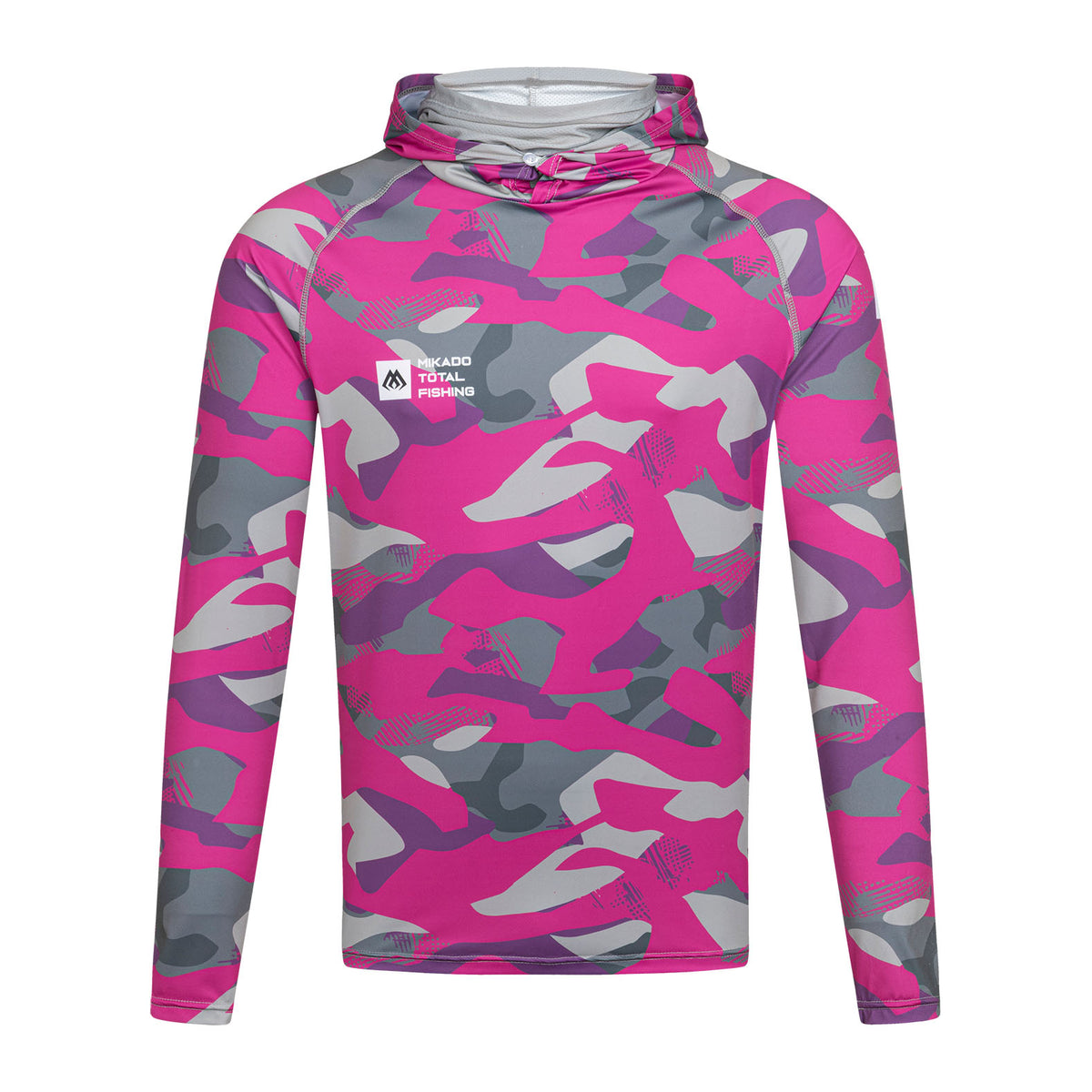 Mikado Damen Longsleeve - Hoodie Mit Gesichtsschutz - Mit Upf-Filter - Lady Camo - Größe M - 1 Stk.