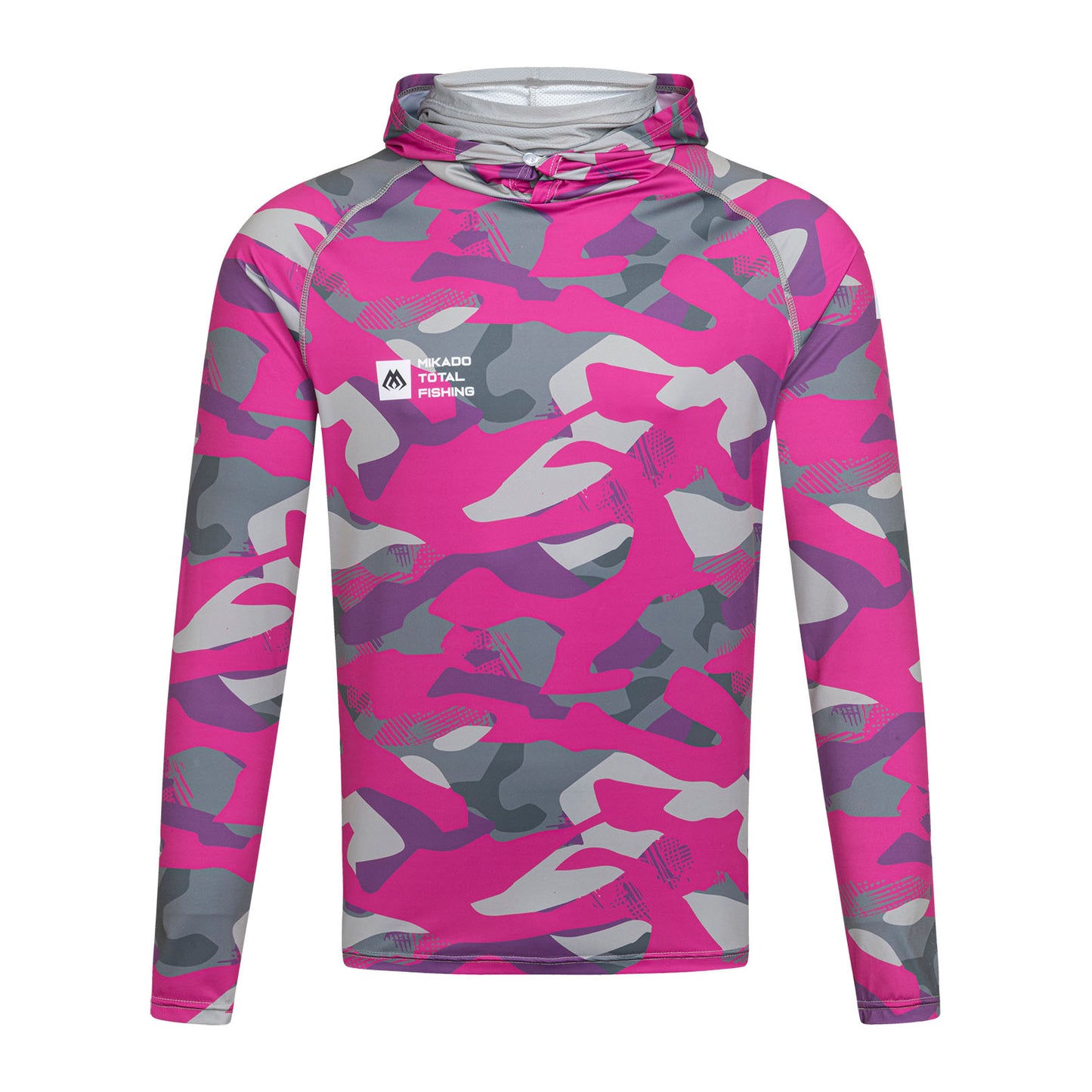 Mikado Damen Longsleeve - Hoodie Mit Gesichtsschutz - Mit Upf-Filter - Lady Camo - Größe S - 1 Stk.