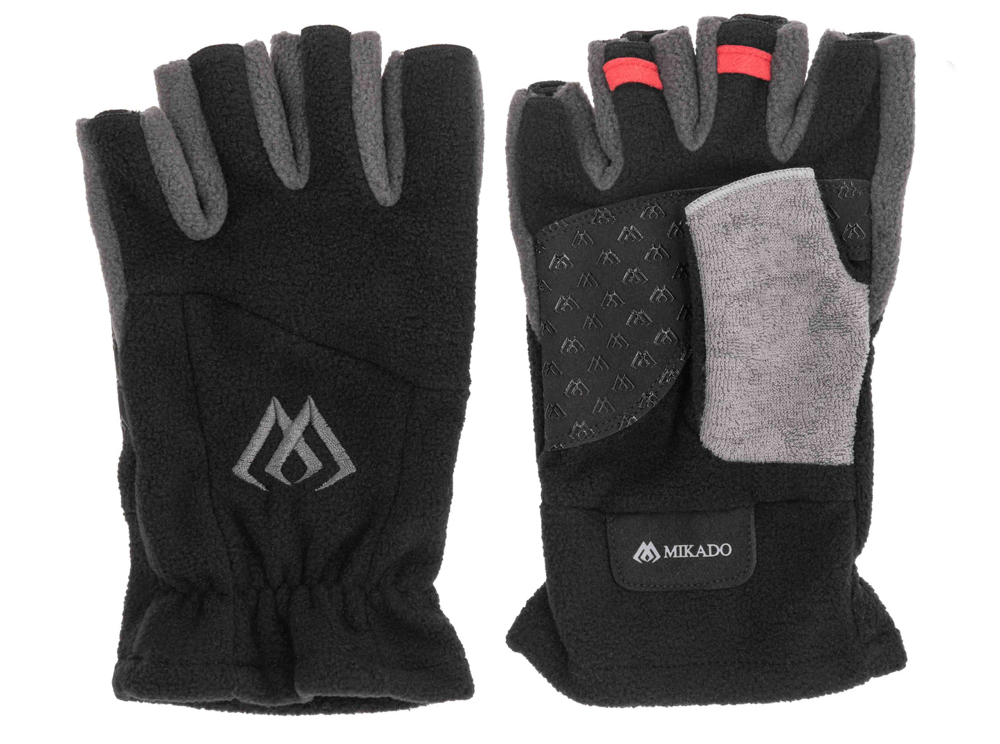 Mikado Fleecehandschuhe - Halbfinger Pro Größe L - Schwarz-Grau - 1 Set