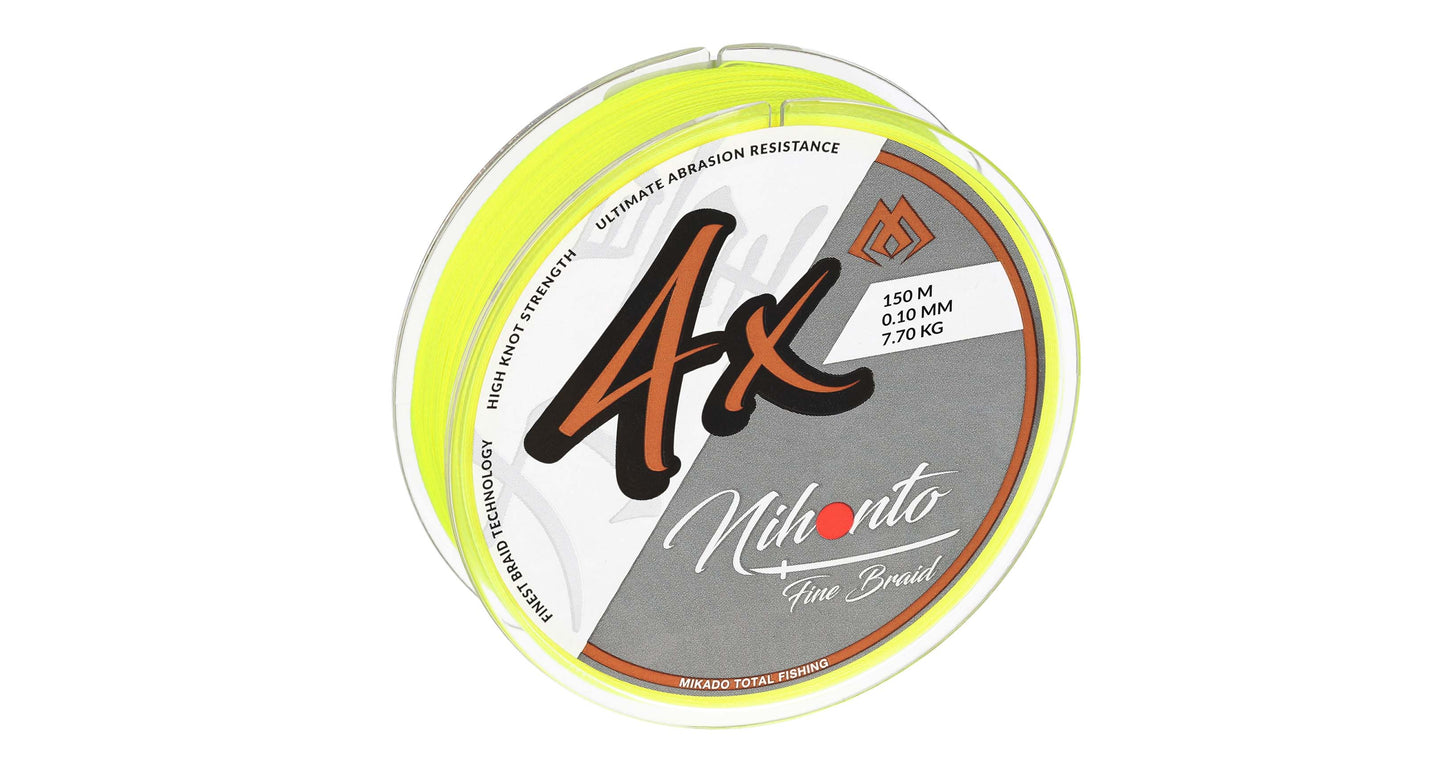 Mikado Geflochtene Schnüre - Nihonto Fine Braid - 0.25mm/20.9kg/150m - Fluo Gelb - 1 Spule