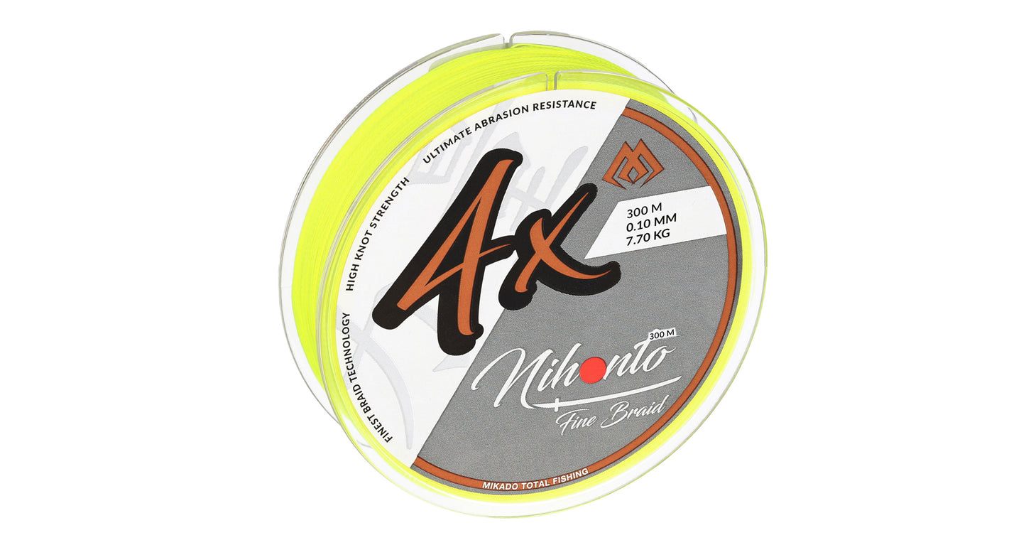 Mikado Geflochtene Schnüre - Nihonto Fine Braid - 0.10mm/7.7kg/300m - Fluo Gelb - 1 Spule