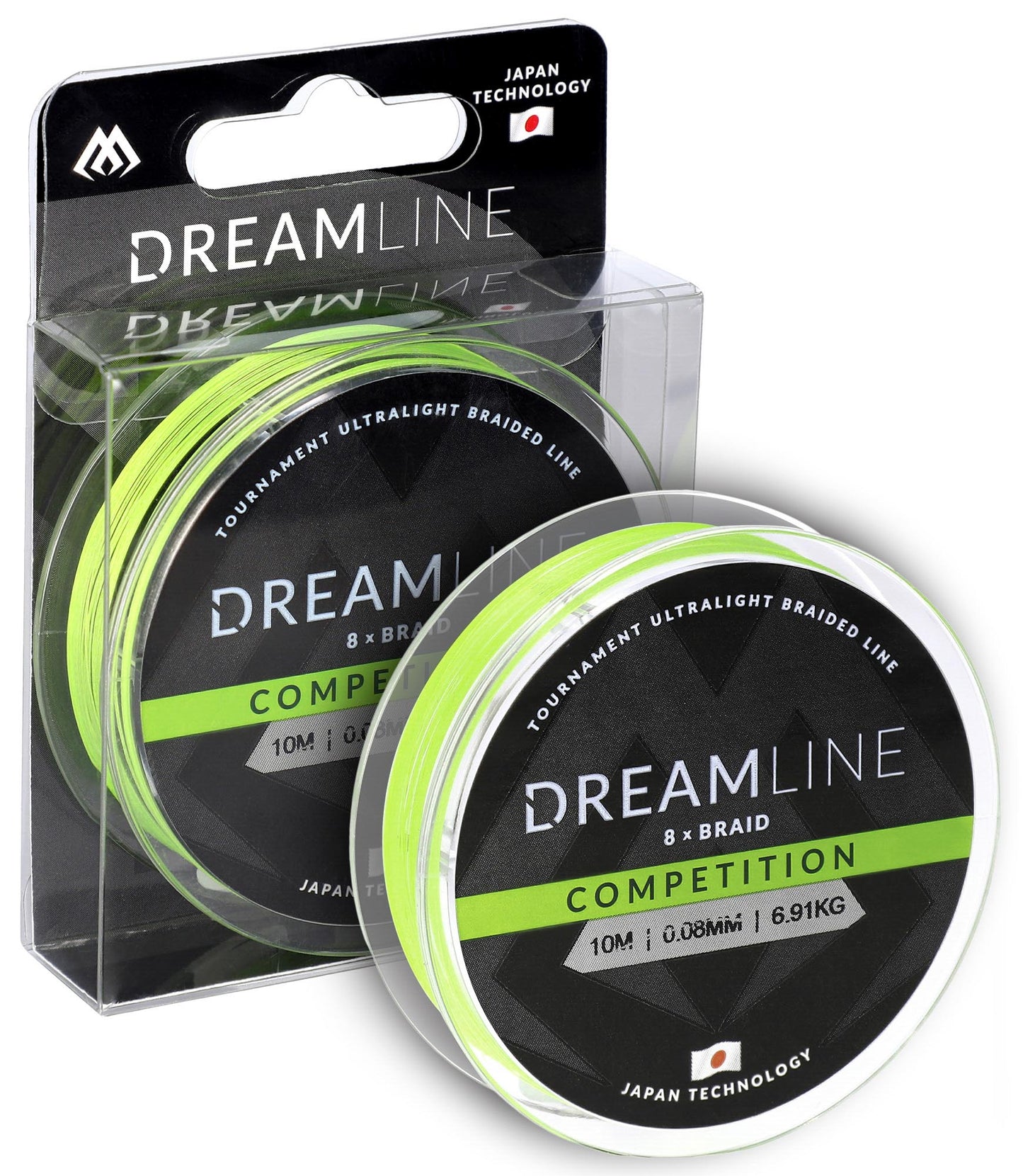 Mikado Geflochtene Schnüre - Dreamline Competition - 0.16mm/15.54kg/10m - Fluo Grün - 1 Spule