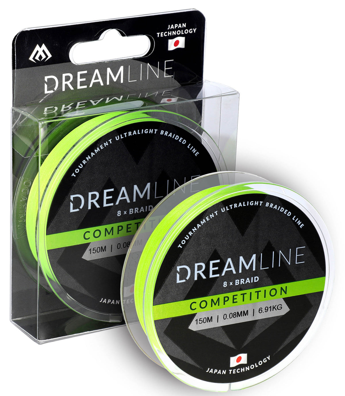 Mikado Geflochtene Schnüre - Dreamline Competition - 0.23mm/23.61kg/150m - Fluo Grün - 1 Spule