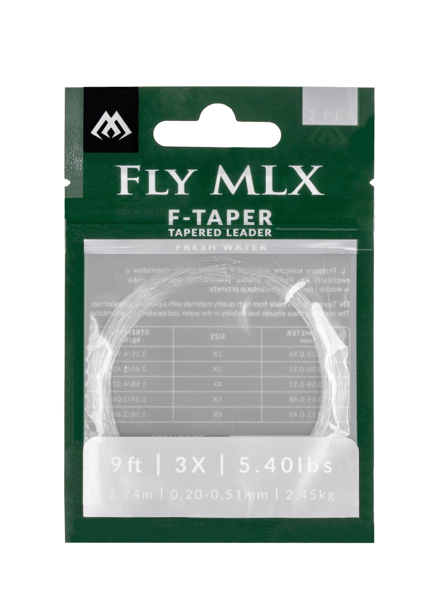 Mikado Konisches Fliegenvorfach - Fly Mlx F-Taper 9ft/5X (0.15mm) - 2 Stk.