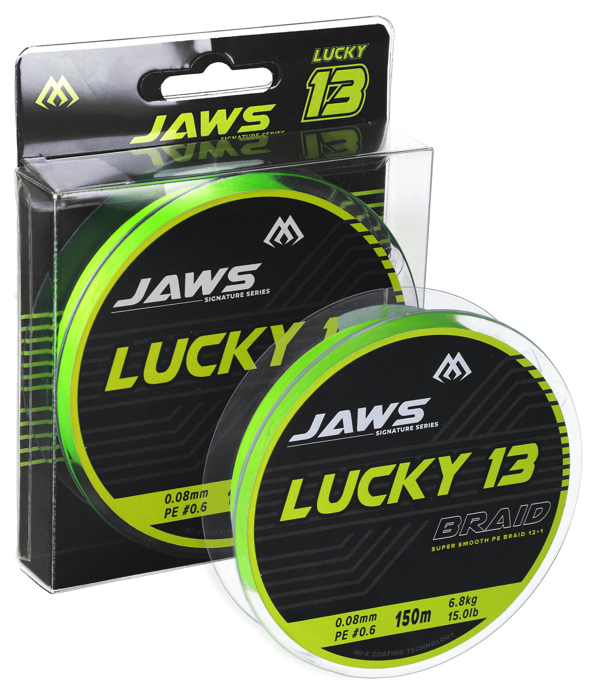 Mikado Geflochtene Schnürea - Jaws Lucky 13 - 0.18mm/15.0kg/150m - Fluo Zielona - 1 Spule
