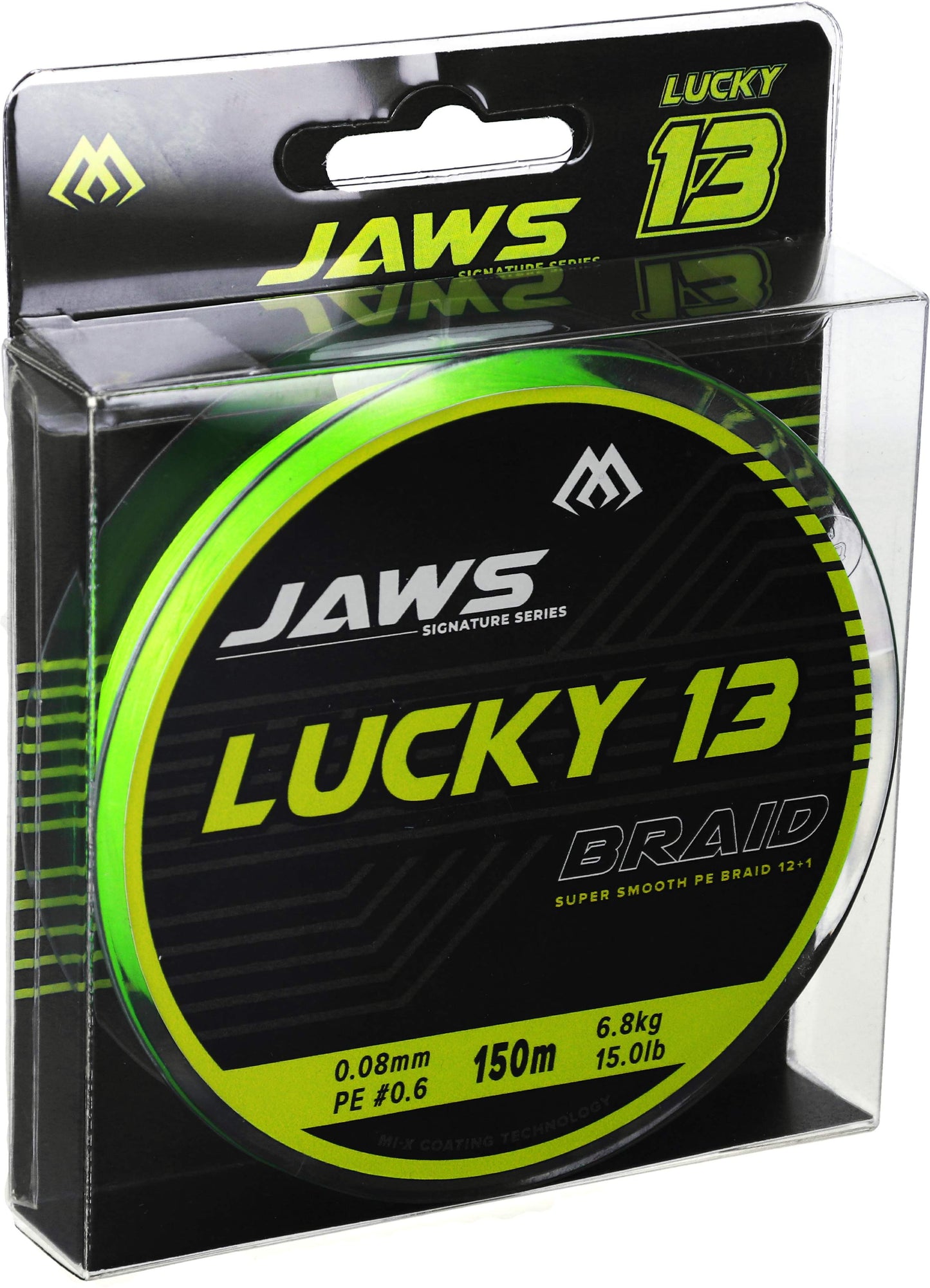 Mikado Geflochtene Schnürea - Jaws Lucky 13 - 0.16mm/13.0kg/150m - Fluo Zielona - 1 Spule