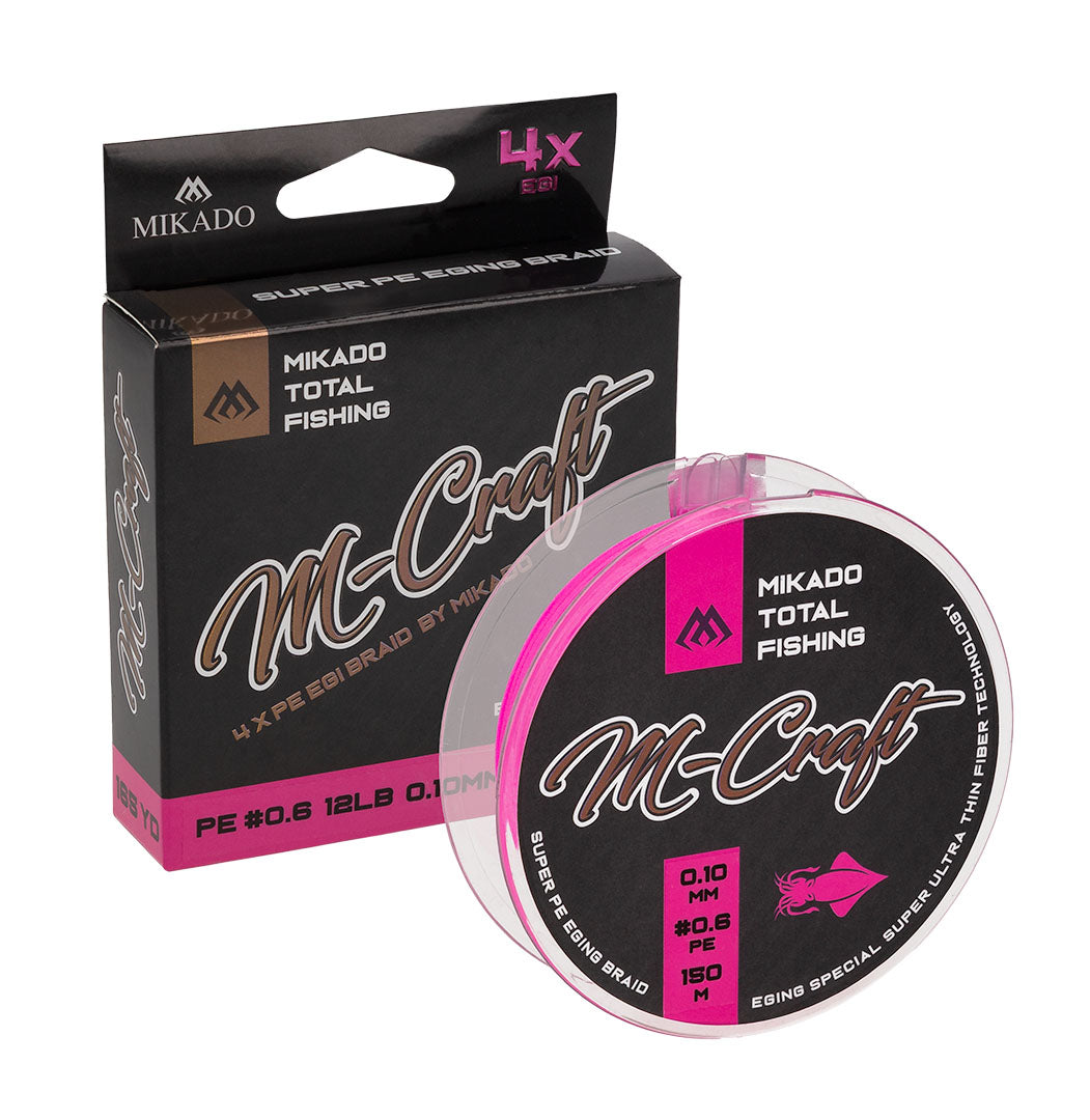 Mikado Geflochtene Schnur - M-Craft Egi Braid - 0.18mm/ PE#1.5 / 10.89kg /150m - Fluo 1 Spule