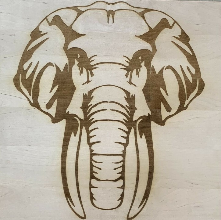 Elefantkopf Elefant Gelaserter auf Holz