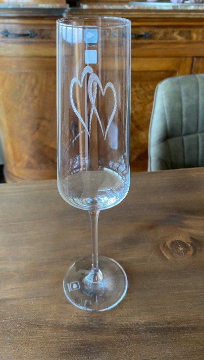 Sektglas mit Gravur Hochzeit Doppelherz Hochzeitsmotive